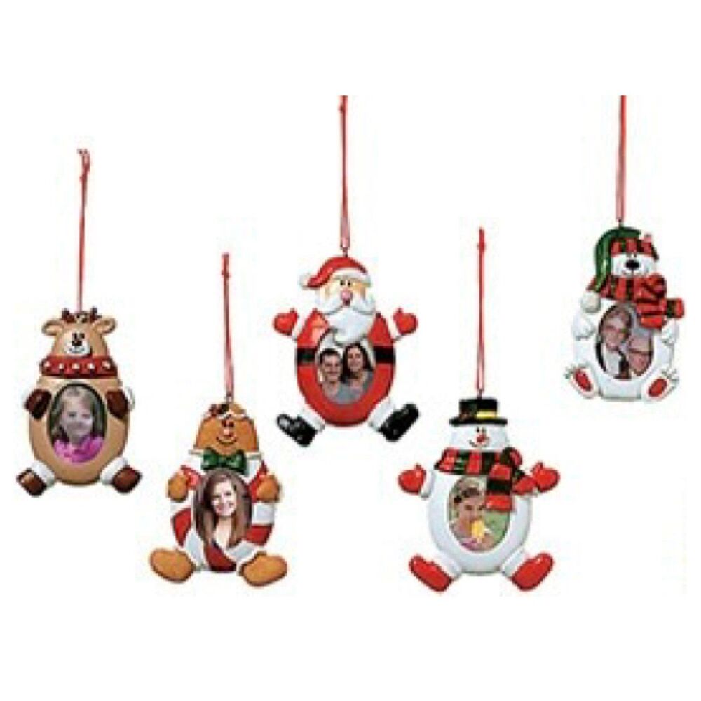 Vintage 5 Character Mini Picture Frame Photo Personalize Christmas Ornaments